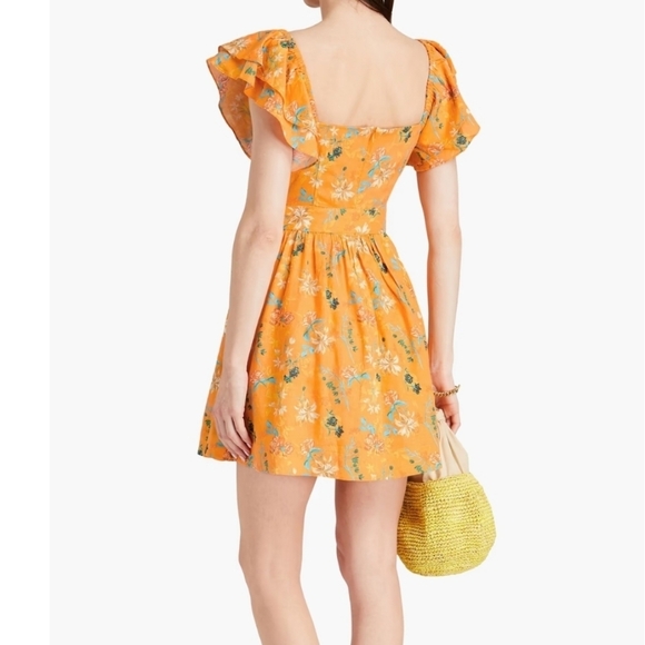 New The Renata Cutout Floral-Print Linen-Blend Mini Dress NWT XS - Picture 4 of 10